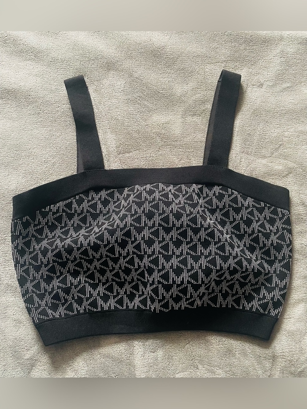 Michael Kors Black Logo Jacquard Seamless Sports Bralette